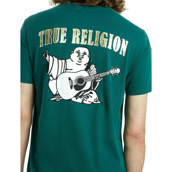 True Religion Other - True Religion Men's Gold Metallic Print Buddha Tee T-Shirt in Malachite Green